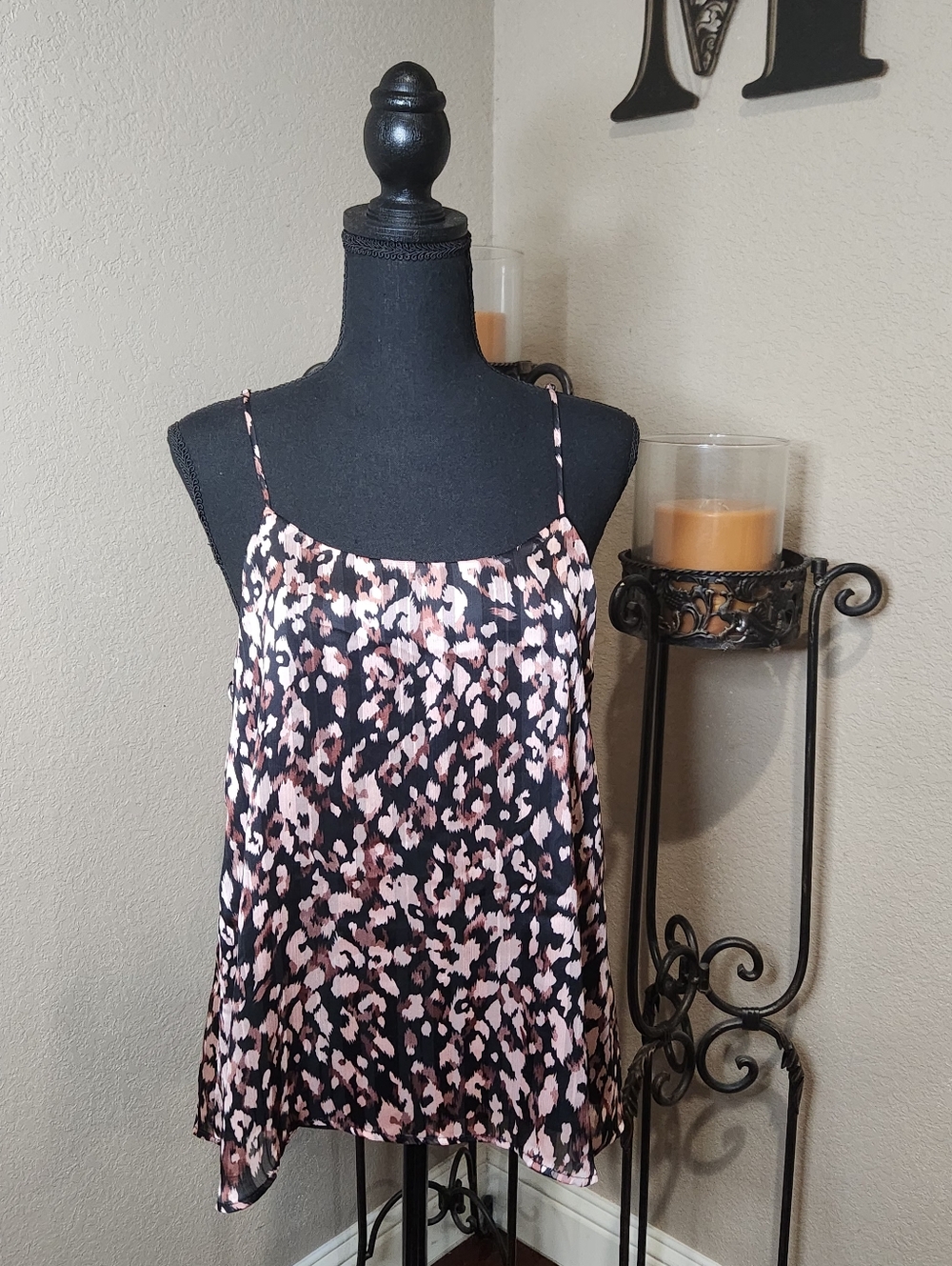 Tyche Pink and Black Leopard Print Cami. NWT